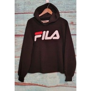 NWT FILA Women's Size 1X Cropped Logo Hoodie Sherpa Sweatshirt